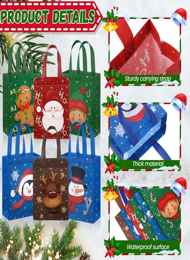 Clysee 36 Pcs Christmas Gift Bags with Handles Non Woven Fabric Reusable Treat Bags for Xmas Party, 6 Styles 10.2 x 8.3 Inches - Image 3
